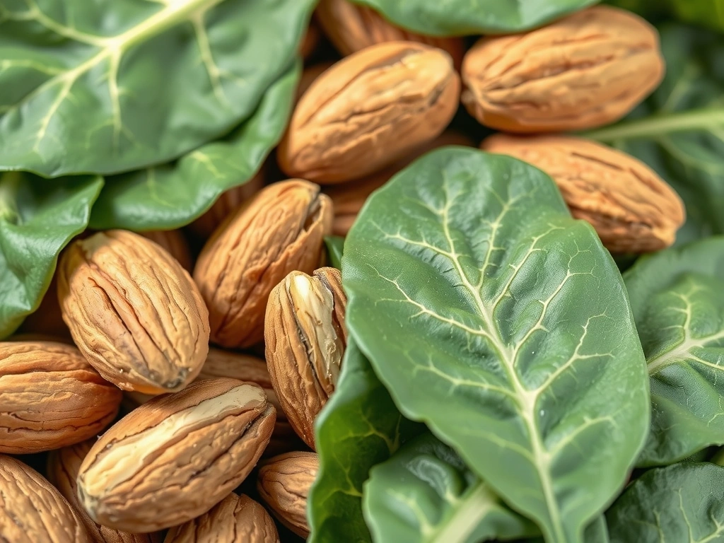 Almendras y espinacas, alimentos ricos en Magnesio